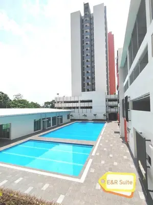 a swimming pool on the side of a building at Anderson, Ipoh at E&R Suite in Kampong Simee