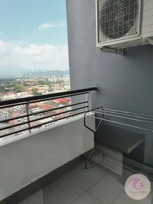 a balcony with a view of a city at The Majestic Condo Ipoh Home Fairy 1 in Ipoh