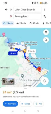 a screenshot of a cell phone with a map at Sterling Homestay in Tanjung Bungah