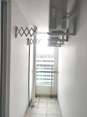 a room with a view of a building with a tv at Exclusive Studio, 20th, 5pax, Gurney, Mansion One, Gleneagle Hospital in George Town