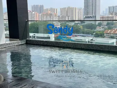 a swimming pool with a view of a city at Urban Modern3BR CityView 7pax Infinity Pool in George Town