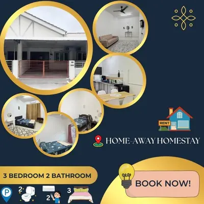 a collage of four pictures of a house at Home-Away Homestay in Gerik
