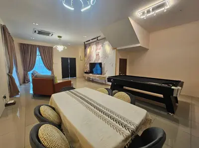 a living room with a pool table and chairs at jia Residence 21 pax Karaoke & Snooker in Ipoh