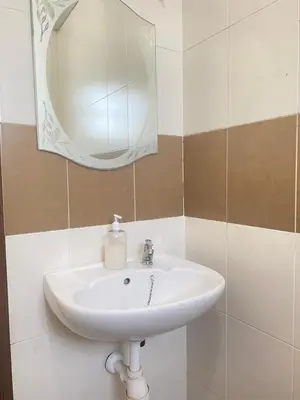 a bathroom with a sink and a mirror at Qaseh Homestay Cameron Highlands 5 in Brinchang