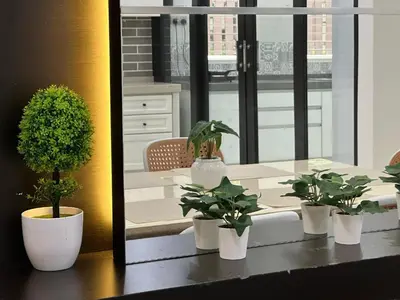 a table with four potted plants on a table at Landed House Gelugor 5BR 3B-20pax by 3C in Gelugor