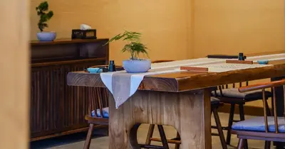 a table with a potted plant on top of it at Zen By Stellar Cameron in Brinchang