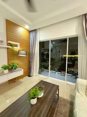 a living room with a table with plants on it at TeaValleyView & FarmView - 3BR Cool Summer Cameron in Cameron Highlands