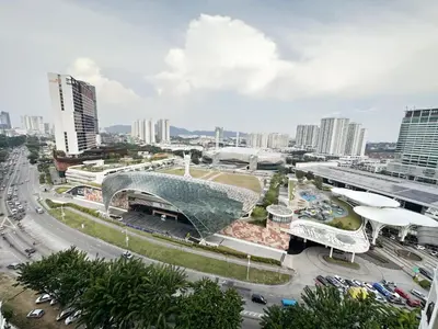 a view of a city with buildings and a street at Tur16 SPlCE 10pax 4room Private House in Bayan Lepas