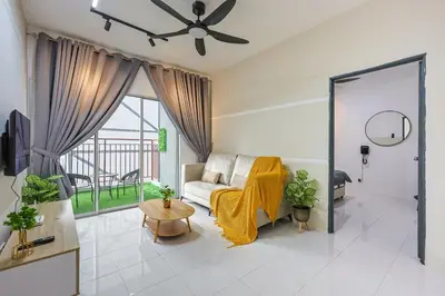 a living room with a couch and a window at Premium Family Homestay in Cameron Highlands Clover Home 1-06 in Brinchang