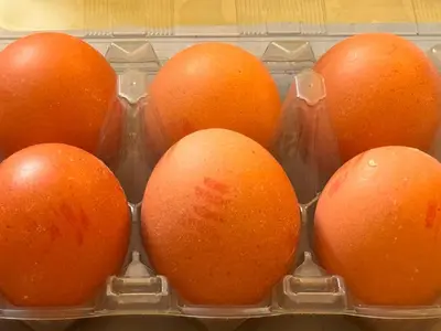 a bunch of brown eggs in a plastic container at cozy,Bayan,lepas 4pax1car ParkSpiceAirPort domestic guest only in Bayan Lepas