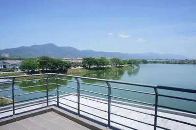 a view of a river from a balcony at Tranquil lake view retreat \u601d\u6e56\u8336\u5c4b in Ipoh