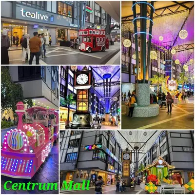 a collage of pictures of a city with buildings at Keafarm Highland Breeze in Brinchang