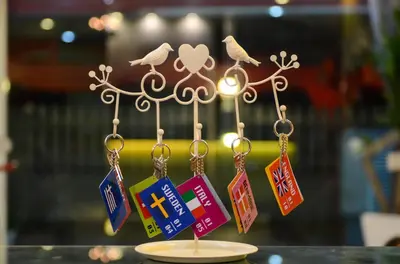 a group of key chains with tags on them at Ting Residence in Sitiawan
