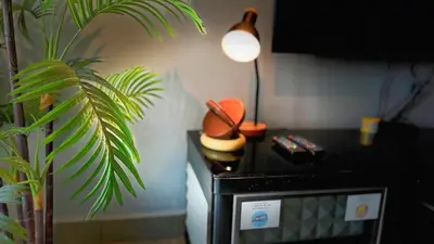 a kitchen with a plant and a lamp next to a stove at Ipoh The Majestic Imperial Tower Ipoh Town Centre, 3BR Fully Air Con Homestay in Ipoh