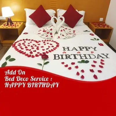 a bed with a happy birthday written on it at Cameron Nova Highlands Resorts II in Brinchang