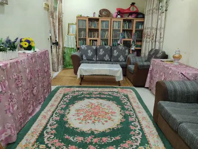a living room with a couch and a rug at Penang Green Homestay Ground Floor in Permatang Pauh