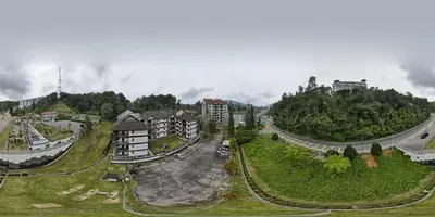 an aerial view of a resort with a skate park at Big Mama's House in Tanah Rata