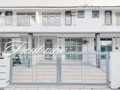 a white building with a gate and the words good neighbor at Guest House Iman Umi Bagan Serai in Bagan Serai