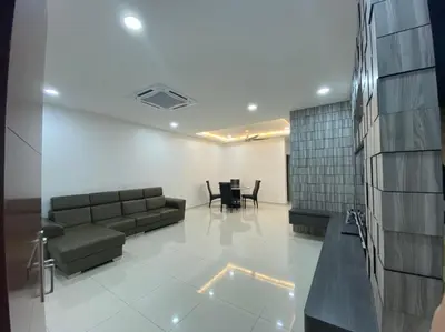 a lobby with a couch and a table and chairs at PANGKOR Villa 88 L26 Homestay in Kampong Sungai Udang