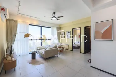 a living room with a couch and a table at Urban Suites Penang by Nexx Field in Jelutong