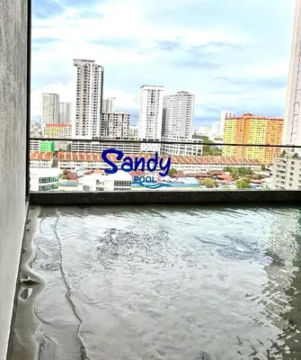 a view of a river with a santa cruz sign at Georgetown Seaview & Cityview Skypool with 2 Carpark in Jelutong