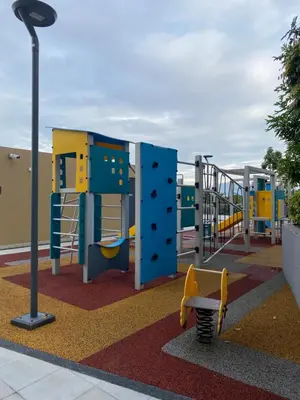 a playground with a slide and a bench at Sunway Onsen Ipoh Tambun Cozy Retreat 8pax in Tambun