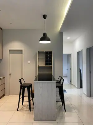 a kitchen with a table and chairs in a room at The Horizon Ipoh 3BR MAGNOLIA -by Goswell in Ipoh
