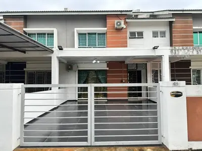 a house with a gate in front of it at Rania Pearl Double Storey Family Home, Bertam Penang Homestay in Kepala Batas