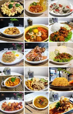 a collage of different pictures of food on plates at Ipoh Town Majestic Suites by IWH Suites in Ipoh