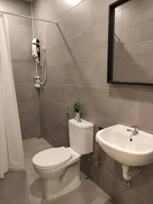 a bathroom with a toilet and a sink at Heritage House 2BR in Town walkto UNESCO Site & StreetArt 45 in George Town