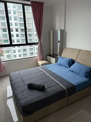 a large bed in a bedroom with a large window at Casa Kayangan Meru Ipoh 3BR DAISY -by Goswell in Ipoh