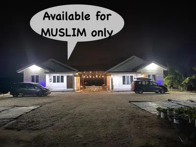 a house with a bubble saying available for muslin only at IDAMAN COTTAGE Sekinchan in Tanjung Karang