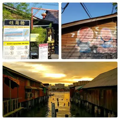 a collage of pictures of a city with buildings at Heritage Loft on Beach Street near UNESCO Zone & Street Art 1 in George Town