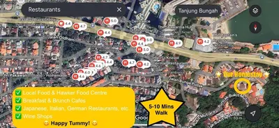 a map of a city with lots of houses at PRIME Location - 5 Mins Walk to Shops & Eateries! in Tanjung Bungah