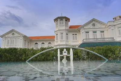 a fountain in front of a large building at Navy Studio at Tropicana 218 at Central Location & Food Hunt Friendly in George Town