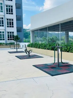 two metal sculptures in front of a building at Anderson Ipoh by Iconique Espace in Ipoh