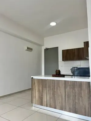 a kitchen with a counter top in a room at Lily Cameron-Tanah Rata in Tanah Rata