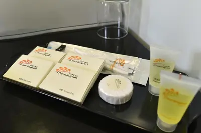 a table with some products on a table at Hotel Mornington Bukit Permata Lumut in Lumut