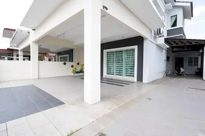 a large white house with a large patio at Retro Homestay Ipoh - Semi D 15pax Wedding in Ipoh