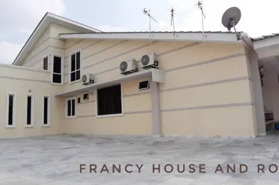 a house with a garage with the words fancy house and road at Semi-D Landed House Bercham Ipoh in Ipoh
