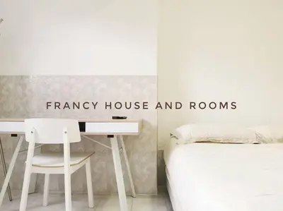 a bedroom with a white desk and a bed at Semi-D Landed House Bercham Ipoh in Ipoh