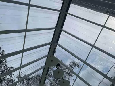 a view of the glass ceiling of a building at Modern Victorian Homestay in George Town