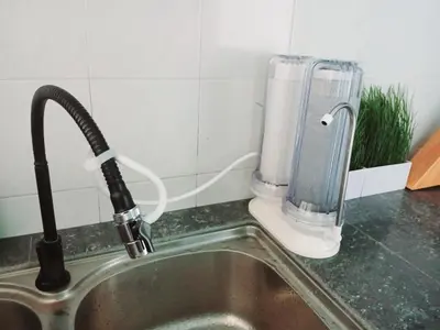 a kitchen counter with a sink and a blender at Noble Villa Condo Georgetown City Center Macalister 3 Bedroom 3 Carpark in George Town