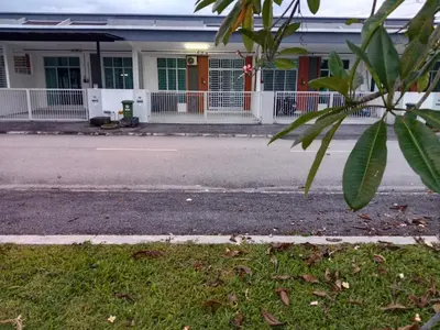 an empty street in front of a house at Double H Homestay in Tanjung Rambutan
