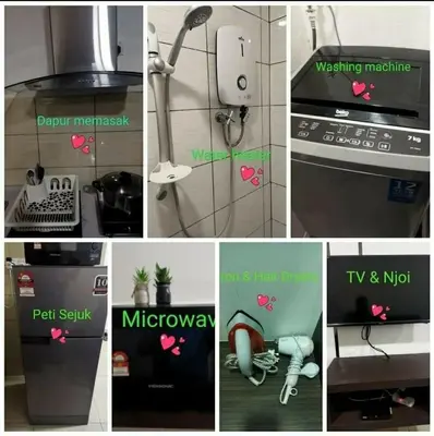 a collage of pictures of different items in a kitchen at 4H Guesthouse Cameron Highland in Brinchang
