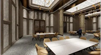 a rendering of a dining room with tables and chairs at Fifth Avenue Hotel in George Town