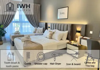 a rendering of a hotel room with a bed at ICC Ipoh Town Premium Suites By IWH Suites in Ipoh