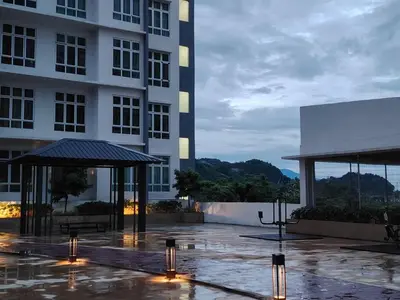a building with a patio and a building with lights at AzzSpacesAnderson in Ipoh