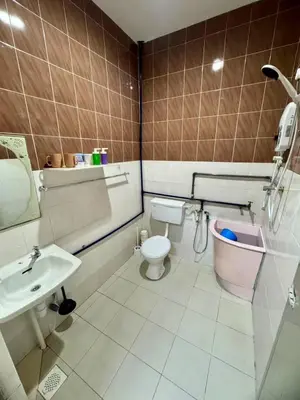 a bathroom with a toilet and a sink at Cozy Stay ALMA NearAEON\u5927\u5c71\u811a\u6e29\u99a8\u6c11\u5bbf in Bukit Mertajam