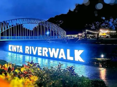 a sign that reads kina riverwalk at night at Kinta Riverfront Apartment Ipoh, Fully Air-Con Suite IPOH in Ipoh